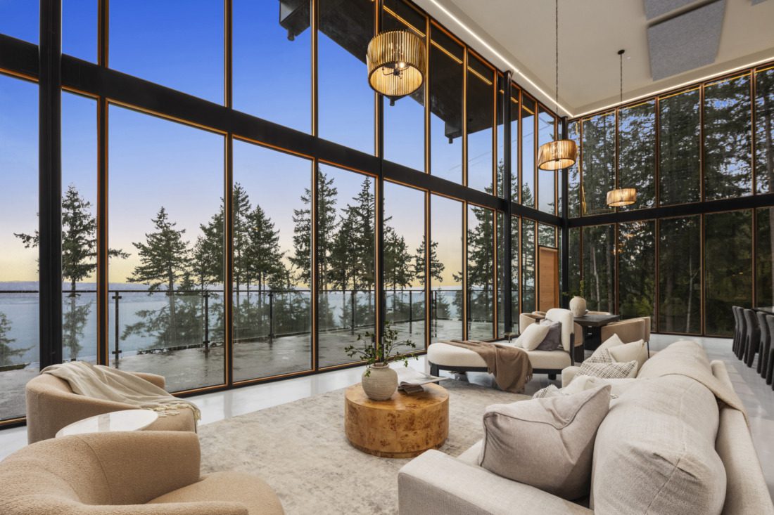 Inside a Gig Harbor home looking out on the water.