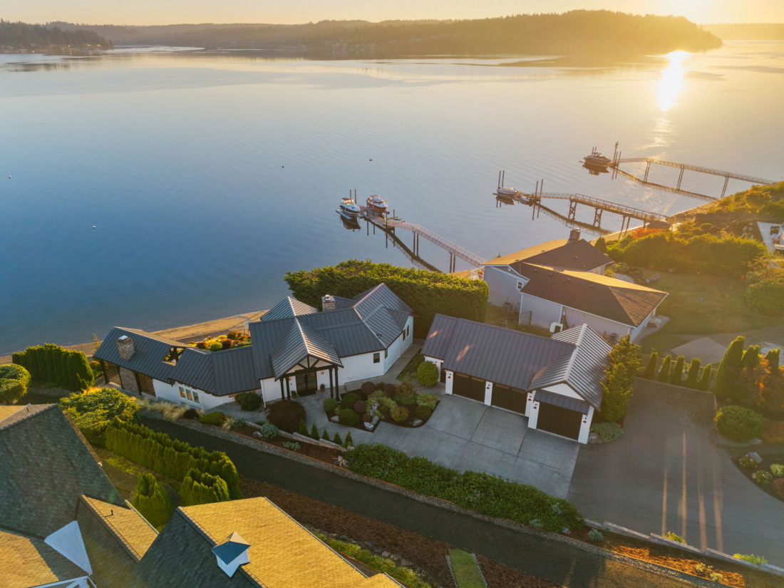 aerial view of fox island waterfront